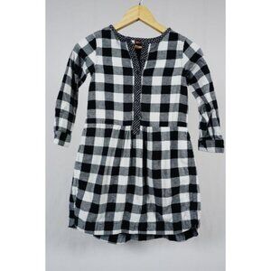 TEA Collection Organic Cotton Black and White Checkered Plaid Shirt Dress Size 7